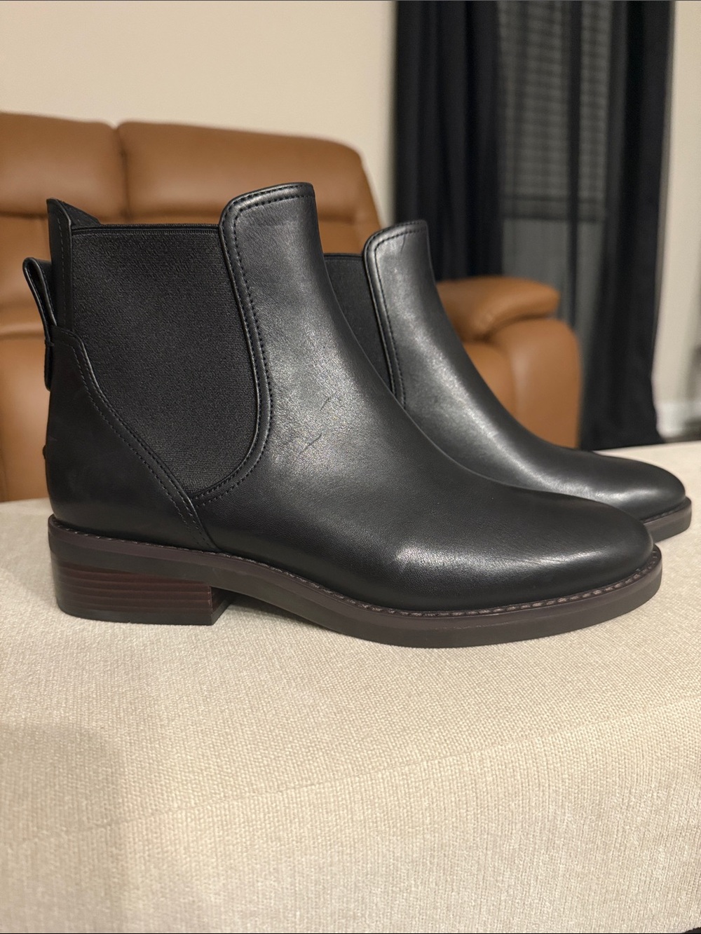 Cole Haan Black Leather Chelsea Ankle Boots